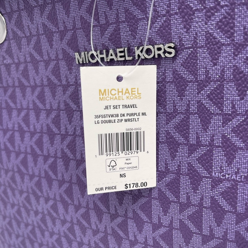 MICHAEL KORS Jet Set Lg Ombré Sign Logo Double Zip Wristlet Phone 
Dark Purple - Picture 16 of 16